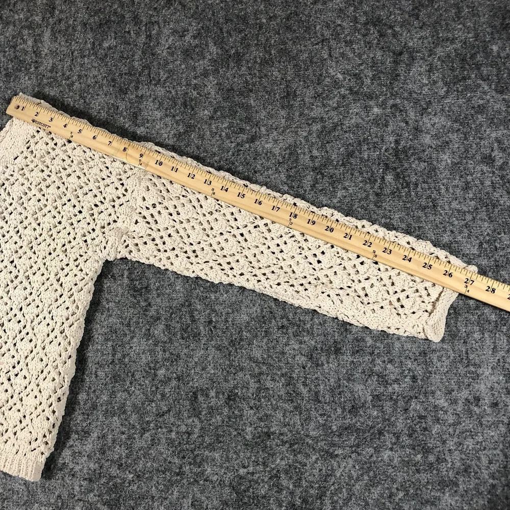 Artelier Nicole Miller Sweater‎ Womens Large Cream Open Knit Crochet